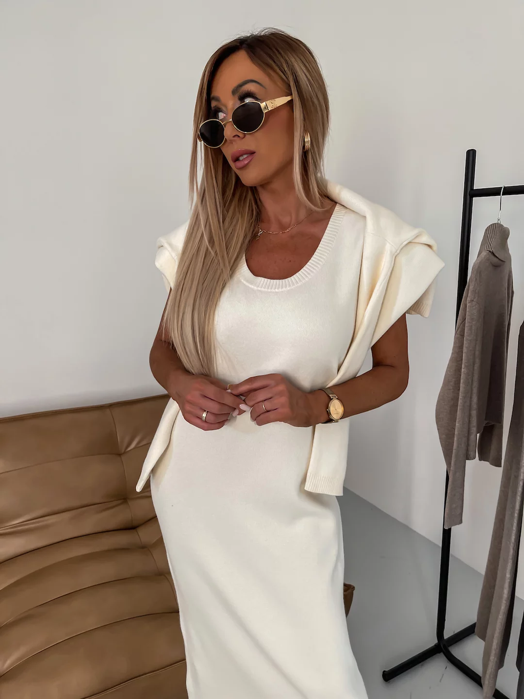 Conjunto de vestido de punto con cuello alto | Montecarlo™