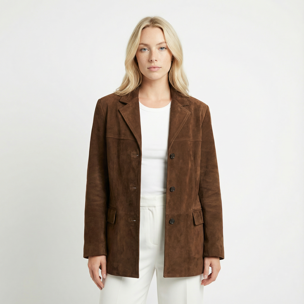 Chaqueta Elegante marrón| Prenda exterior clásica, suave y elegante